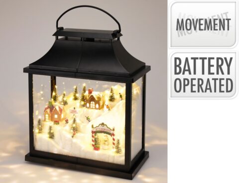 Φαναράκι Με Led Και Χειμερινό Τοπίο - 30X16X36Cm