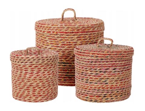 Καλάθια Basket Set Of 3 With Lid And Handle Bd2000390
