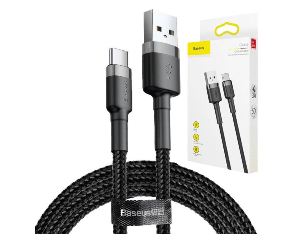 Καλώδιο Baseus Usb-C - 2Α - 3M - Μαύρο/Γκρι