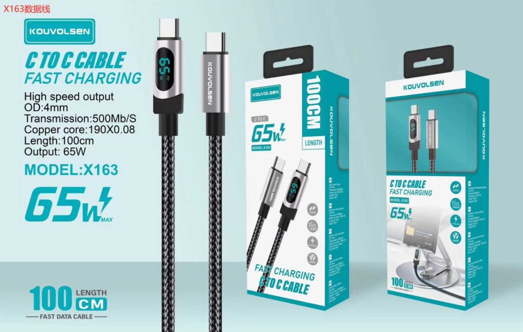 Καλώδιο φόρτισης & data με ψηφιακή οθόνη - USB Type-C σε Type-C - Super Fast Charge - X163 - 65W - 901639