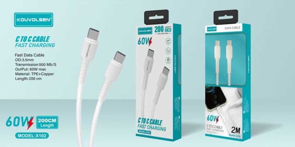Καλώδιο φόρτισης & data - USB Type-C σε Type-C - Fast Charge - X102-C- 2m - 60W - 632409