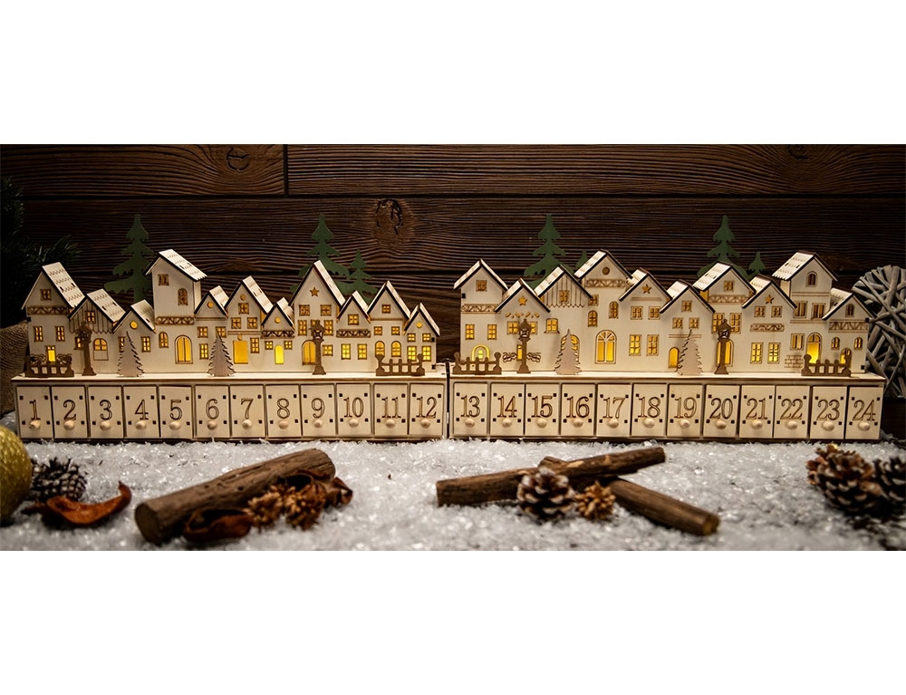 Μαγικά Ημερολόγια Wooden House Advent Led (F1)