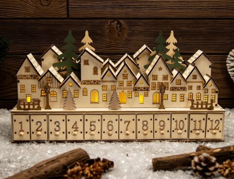 Μαγικά Ημερολόγια Wooden House Advent Led (F1)