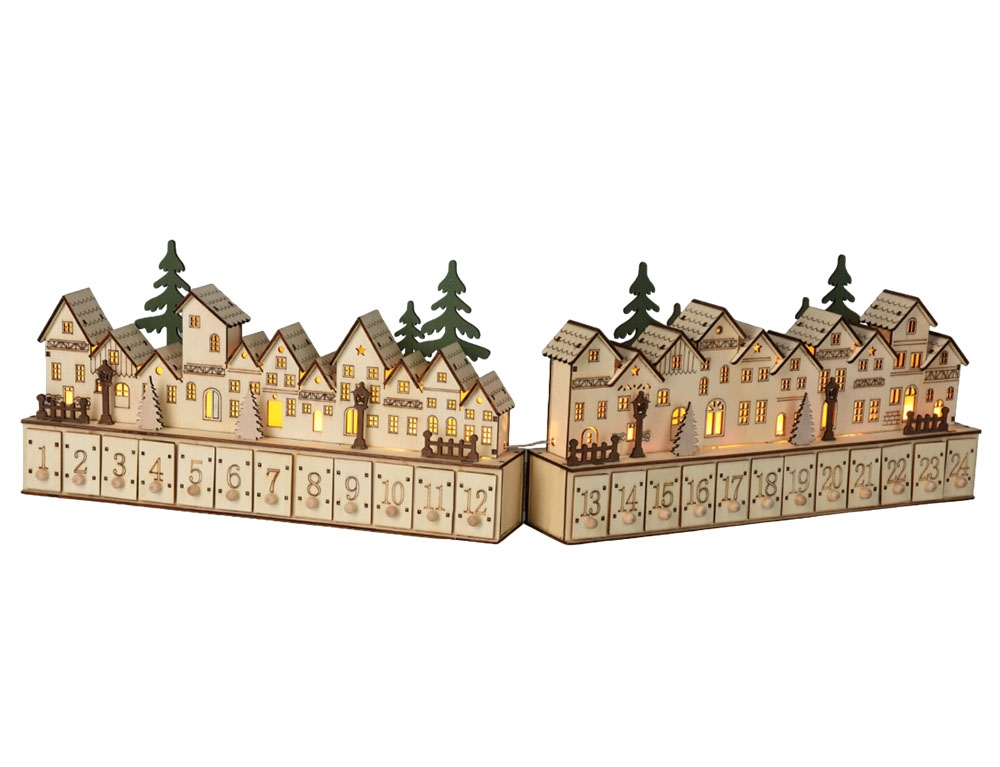 Μαγικά Ημερολόγια Wooden House Advent Led (F1)