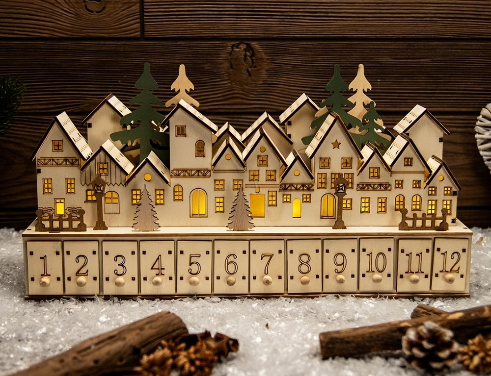 Μαγικά Ημερολόγια Wooden House Advent Led (F1)