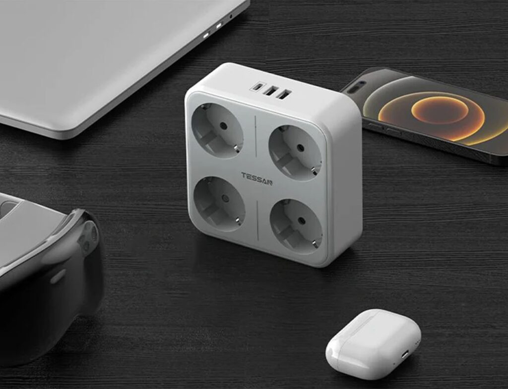 Πολύμπριζα Tessan Wall Socket Ts-302-De-C