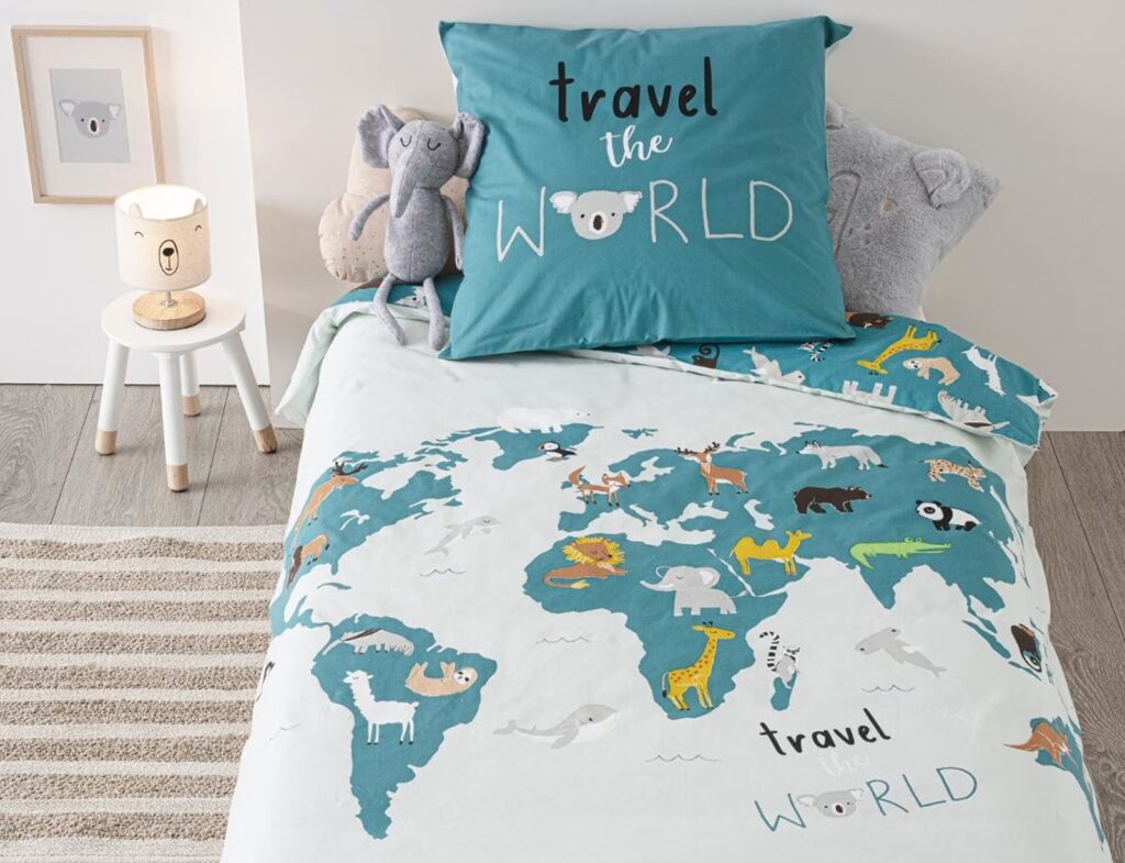 Σετ Παπλωματοθήκη-Μαξιλαροθήκη Atmosphera World Map - 140X200Cm - 2 Τμχ
