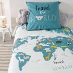 Σετ Παπλωματοθήκη-Μαξιλαροθήκη Atmosphera World Map - 140X200Cm - 2 Τμχ