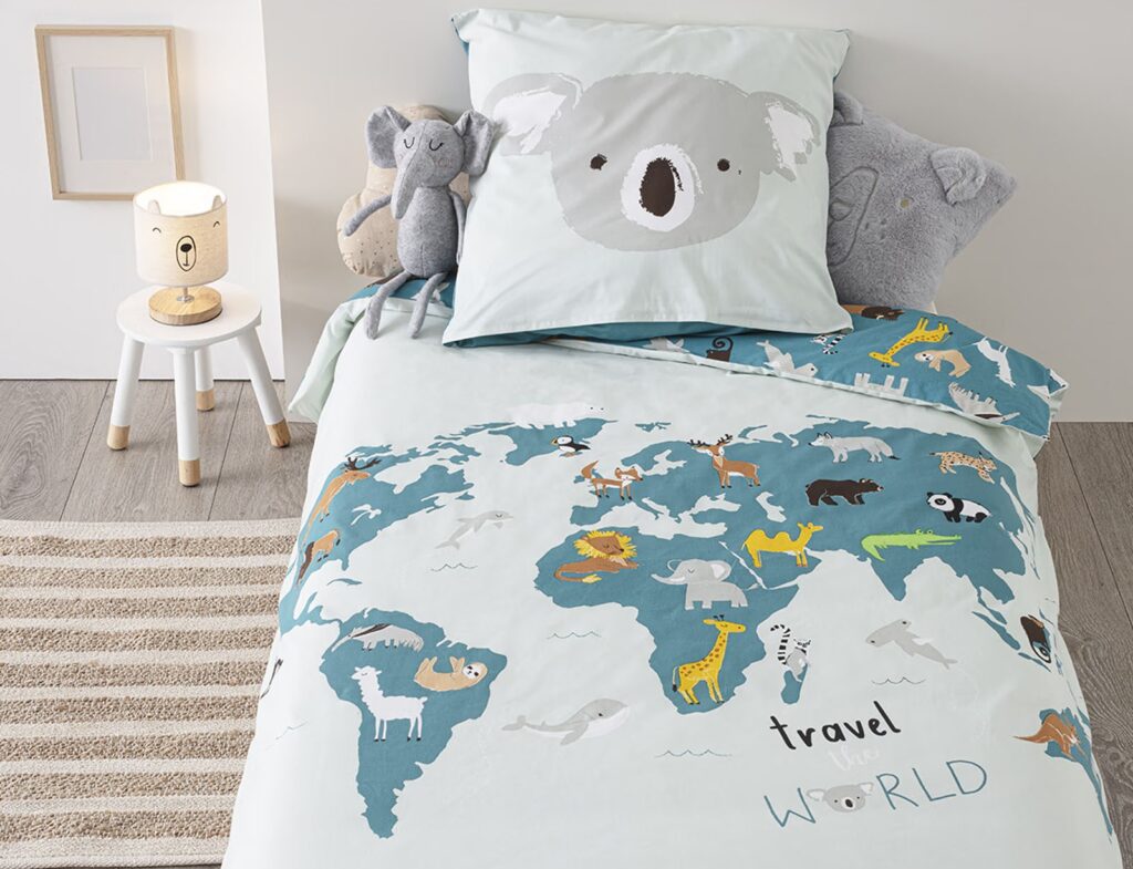 Σετ Παπλωματοθήκη-Μαξιλαροθήκη Atmosphera World Map - 140X200Cm - 2 Τμχ