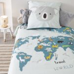 Σετ Παπλωματοθήκη-Μαξιλαροθήκη Atmosphera World Map - 140X200Cm - 2 Τμχ