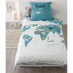 Σετ Παπλωματοθήκη-Μαξιλαροθήκη Atmosphera World Map - 140X200Cm - 2 Τμχ