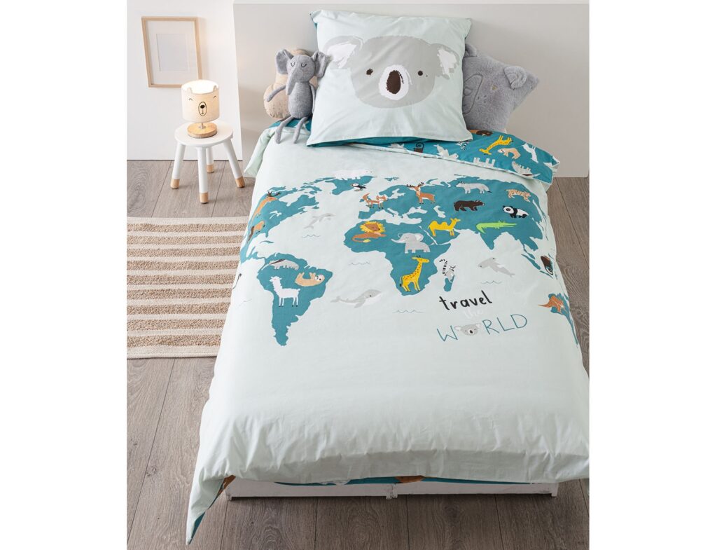 Σετ Παπλωματοθήκη-Μαξιλαροθήκη Atmosphera World Map - 140X200Cm - 2 Τμχ