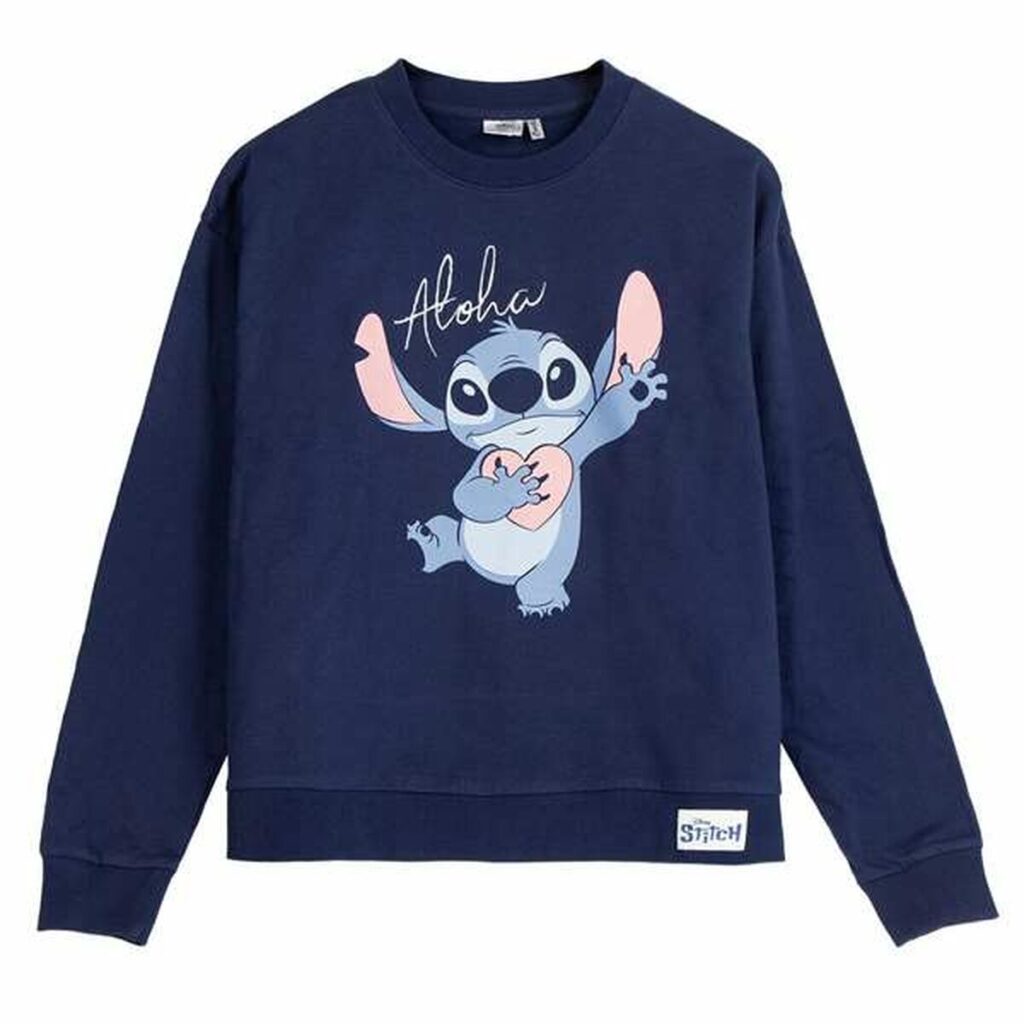 Unisex Φούτερ χωρίς Κουκούλα Stitch Σκούρο μπλε XS
