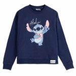 Unisex Φούτερ χωρίς Κουκούλα Stitch Σκούρο μπλε XS