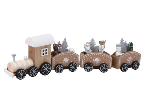 Vintage Ξύλινα Στολίδια Δέντρου  Wooden Train 31Cm Round Wagon