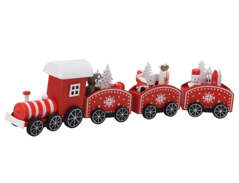 Vintage Ξύλινα Στολίδια Δέντρου  Wooden Train 31Cm Round Wagon