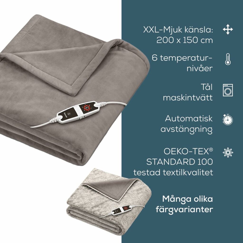Ηλεκτρική Κουβέρτα Beurer HD150XXL 200 x 150 cm Χρώμα Τεφρόχρουν πολυεστέρας