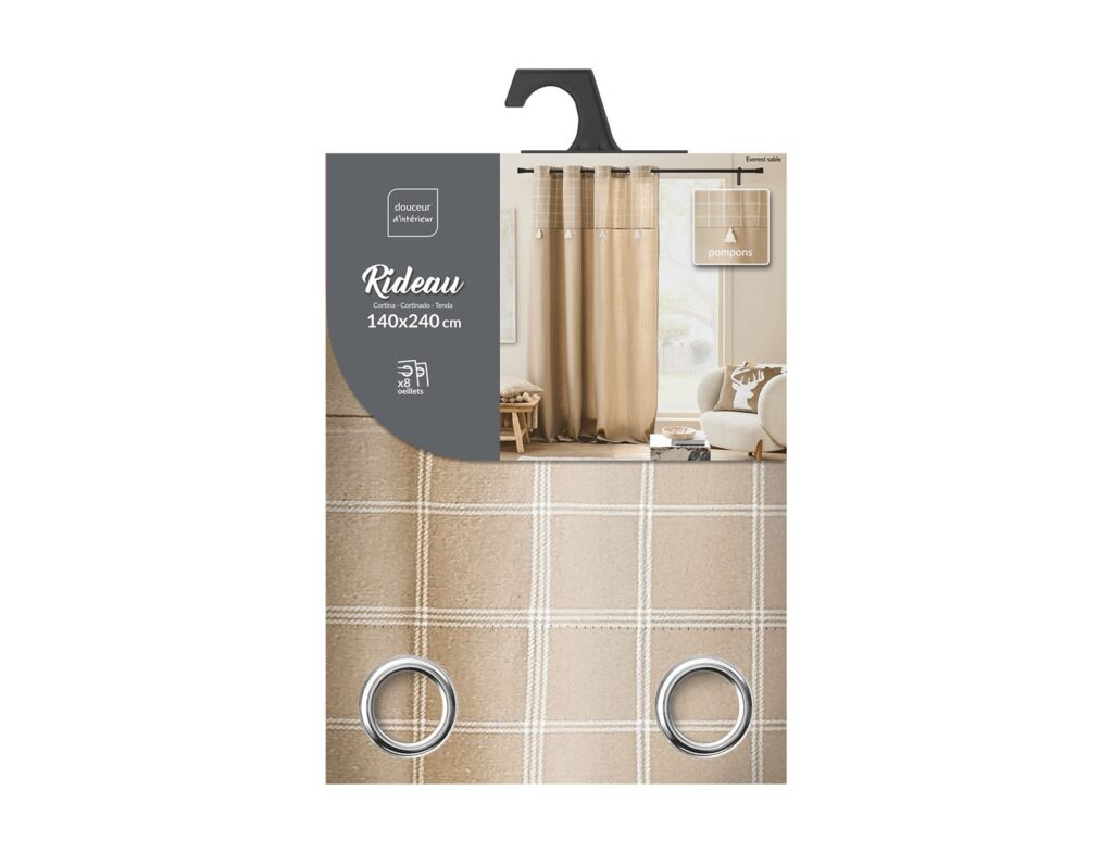 Κουρτίνες & Κουρτινόξυλα Curtain With Eyelets 140 X 240 Cm Cotton/Pes+Top W