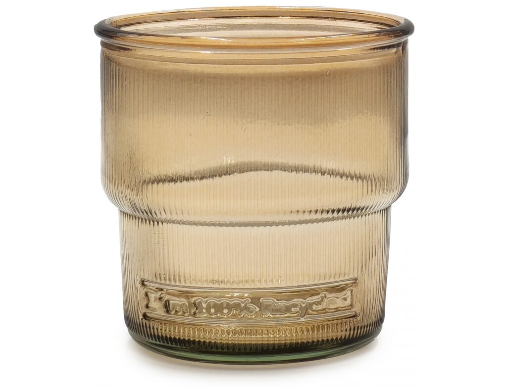 Ποτήρια, Κούπες & Κανάτες Ποτηρι Glass Drops Ribbed 9Cm 300Cc Cinnamon