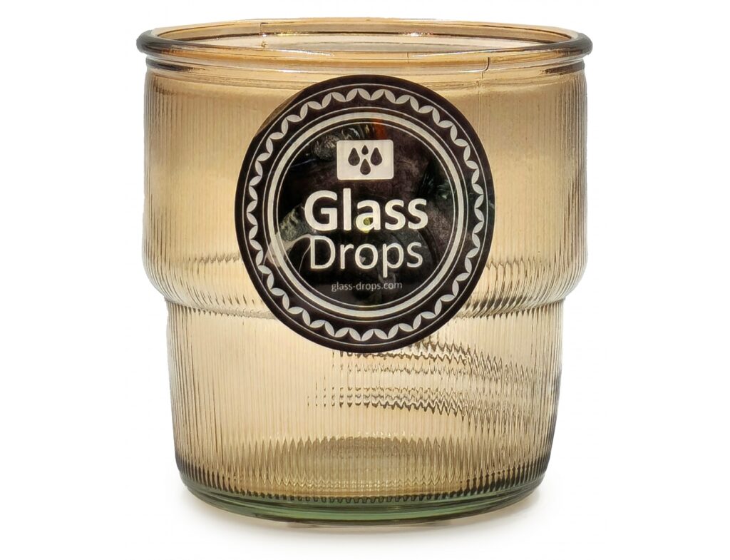 Ποτήρια, Κούπες & Κανάτες Ποτηρι Glass Drops Ribbed 9Cm 300Cc Cinnamon