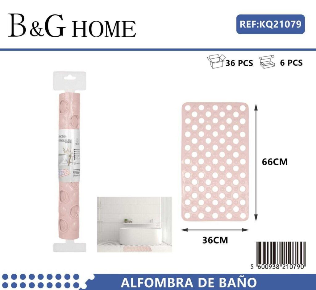 Αντιολισθητικό πατάκι μπάνιου - M0826 - 36x66cm - Light Pink - 21079