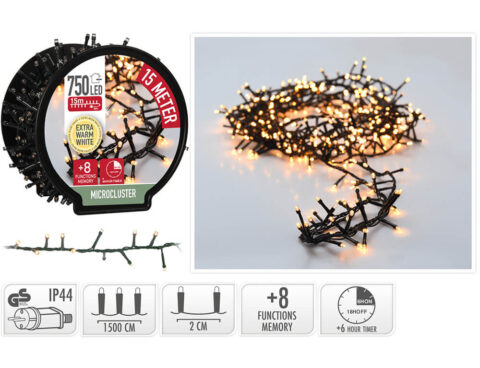 Χριστουγεννιάτικα Λαμπάκια Led Micro Cluster 750Led Extra Ww Ax8521120