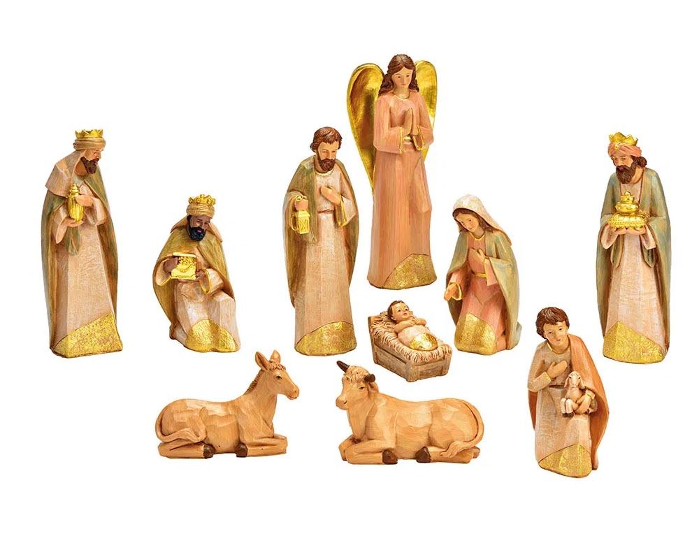 Χριστουγεννιάτικες Φιγούρες Crib Set Of 10, Made Of Poly Colorful (H) 6-23Cm