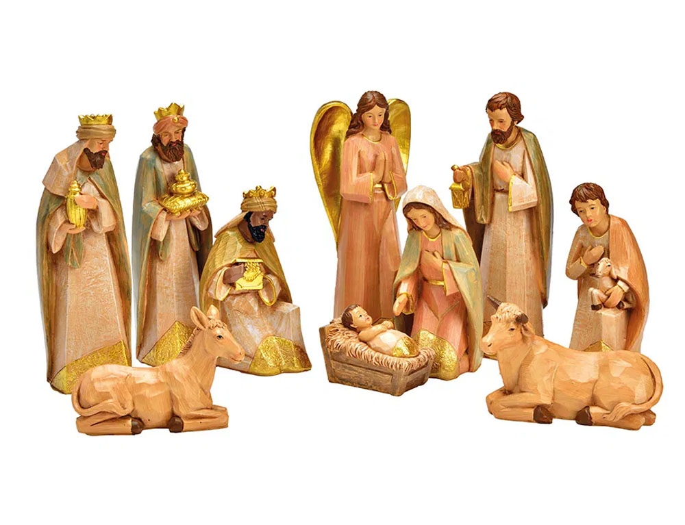 Χριστουγεννιάτικες Φιγούρες Crib Set Of 10, Made Of Poly Colorful (H) 6-23Cm