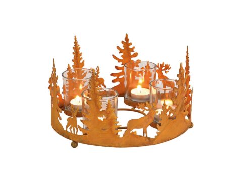 Διακόσμηση & Deco Σε Εορταστικό Πνεύμα Advent Wreath Winter Forest, Rusty Finish Tealight