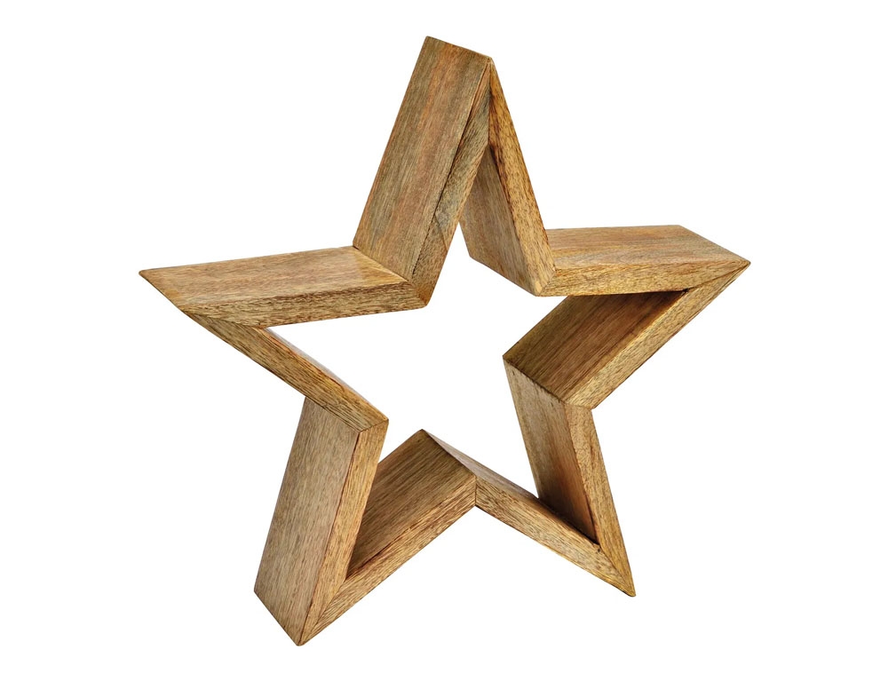 Διακόσμηση & Deco Σε Εορταστικό Πνεύμα Star Mango Wood Natural (W/H/D) 24X23X6Cm