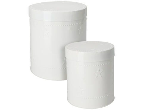 Δοχεία Τροφίμων Storage Tin Set H &Amp; S Collection Shiny White Fz190