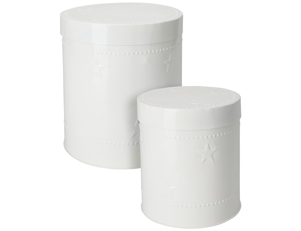 Δοχεία Τροφίμων Storage Tin Set H &Amp; S Collection Shiny White Fz190