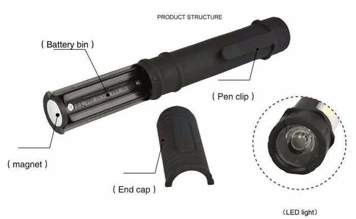 Φακός μπαταρίας LED Mini - Ράβδος - 909A - 219095 - Red