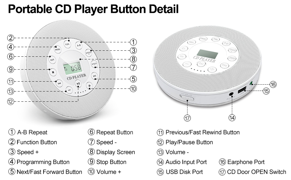 Φορητό επαναφορτιζόμενο CD Player - CDP-3031 - 718105 - White