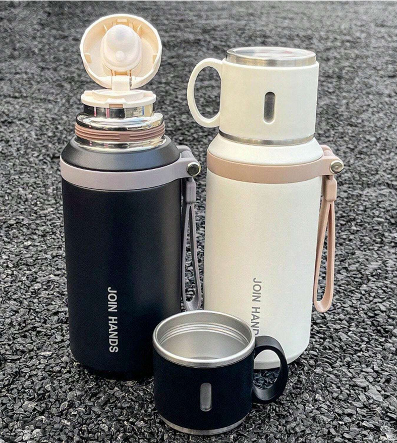 Φορητό παγούρι-θερμός με κούπα - 650ml - 954149 - Black