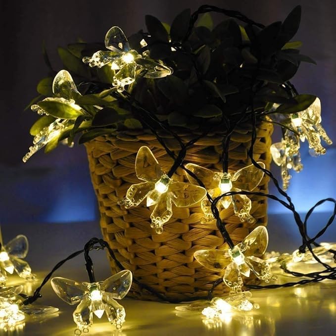 Ηλιακή γιρλάντα φωτισμού LED - Πεταλούδα - 5m+1m - 20D - 152837 - Warm White
