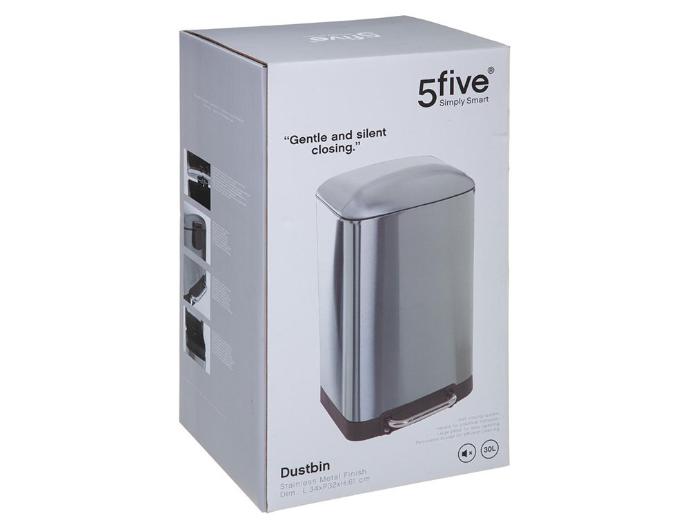Κάδοι Απορριμάτων 30L Metal Dustbin Ariane Steel Five 133683A