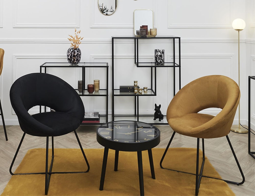 Καρέκλες & Πολυθρόνες Round Velvet Armchair Giulia Black Hd0065
