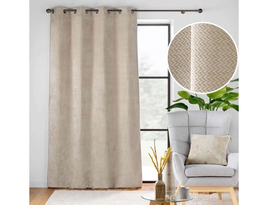 Κουρτίνες & Κουρτινόξυλα Curtain With Eyelets 140 X 240 Cm Plain Embossed F
