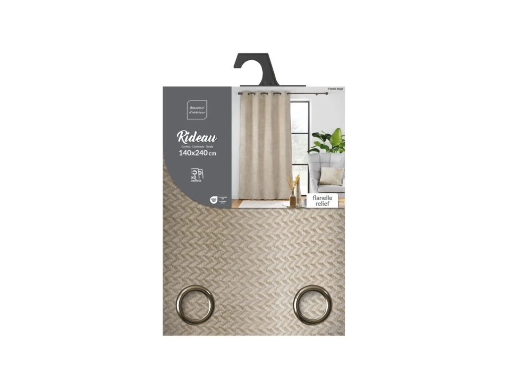 Κουρτίνες & Κουρτινόξυλα Curtain With Eyelets 140 X 240 Cm Plain Embossed F