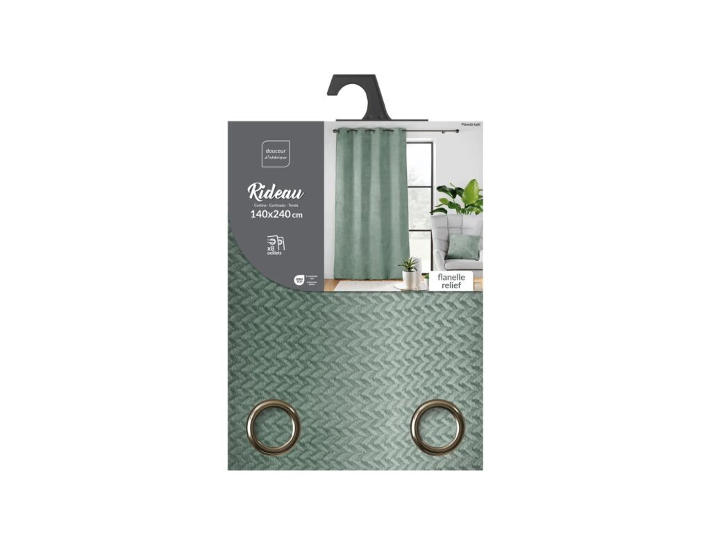 Κουρτίνες & Κουρτινόξυλα Curtain With Eyelets 140 X 240 Cm Plain Embossed F