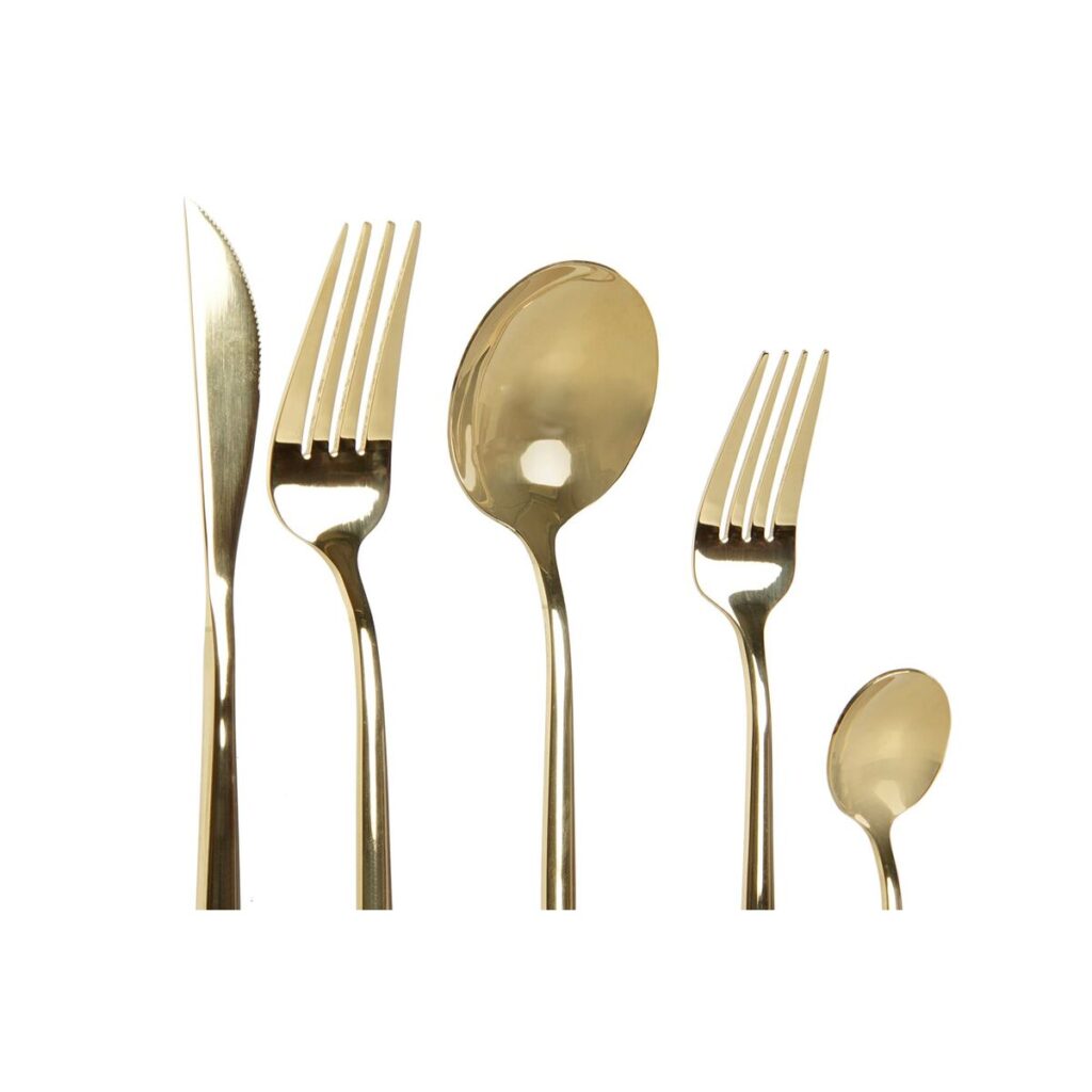Μαχαιροπίρουνα DKD Home Decor Χρυσό Ανοξείδωτο ατσάλι 3 x 1,5 x 13 cm 20 Τεμάχια