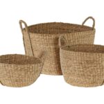 Ψάθινα & Υφασμάτινα Καλάθια Basket Set Round Seagrass S3 Vm1000040