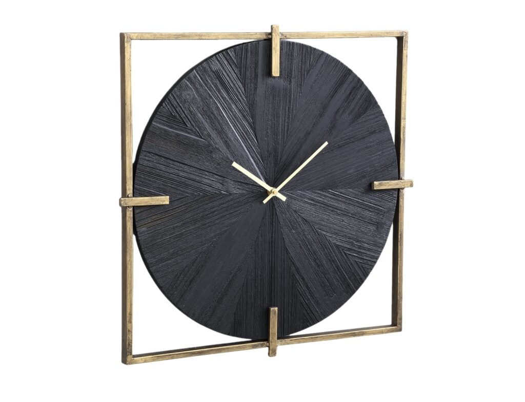 Ρολόγια Εσωτερικού Χώρου Ptmd Wall Clock Oxxo Gold-Coloured/Black 53 Cm