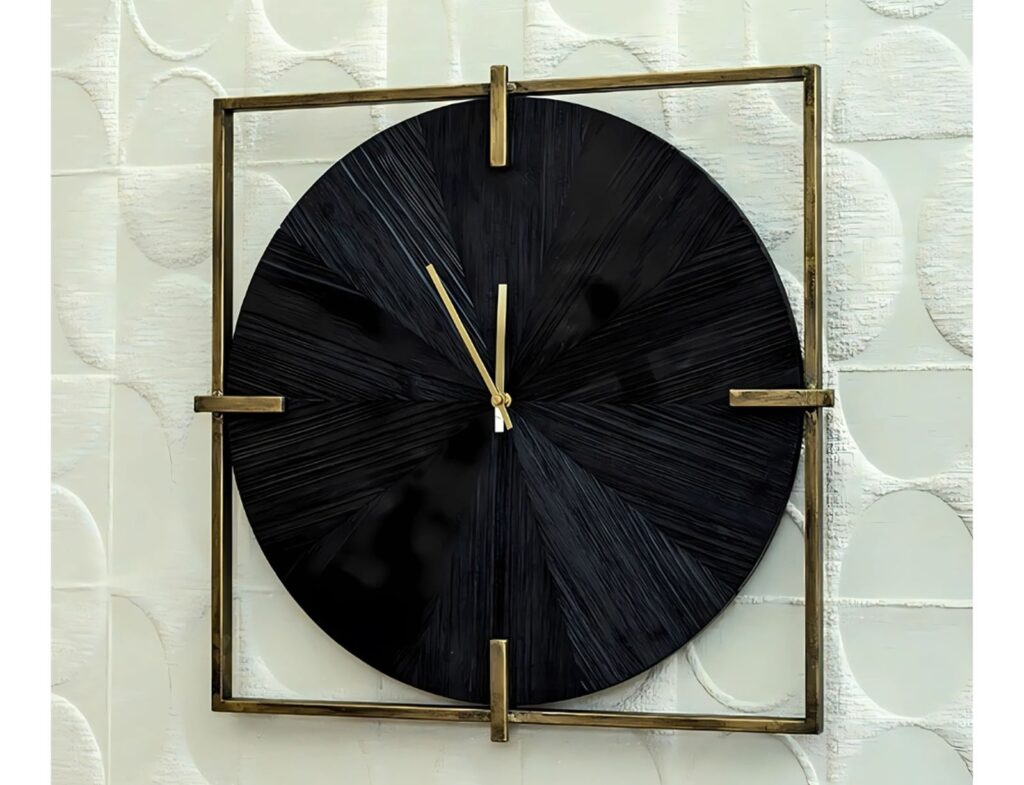 Ρολόγια Εσωτερικού Χώρου Ptmd Wall Clock Oxxo Gold-Coloured/Black 53 Cm