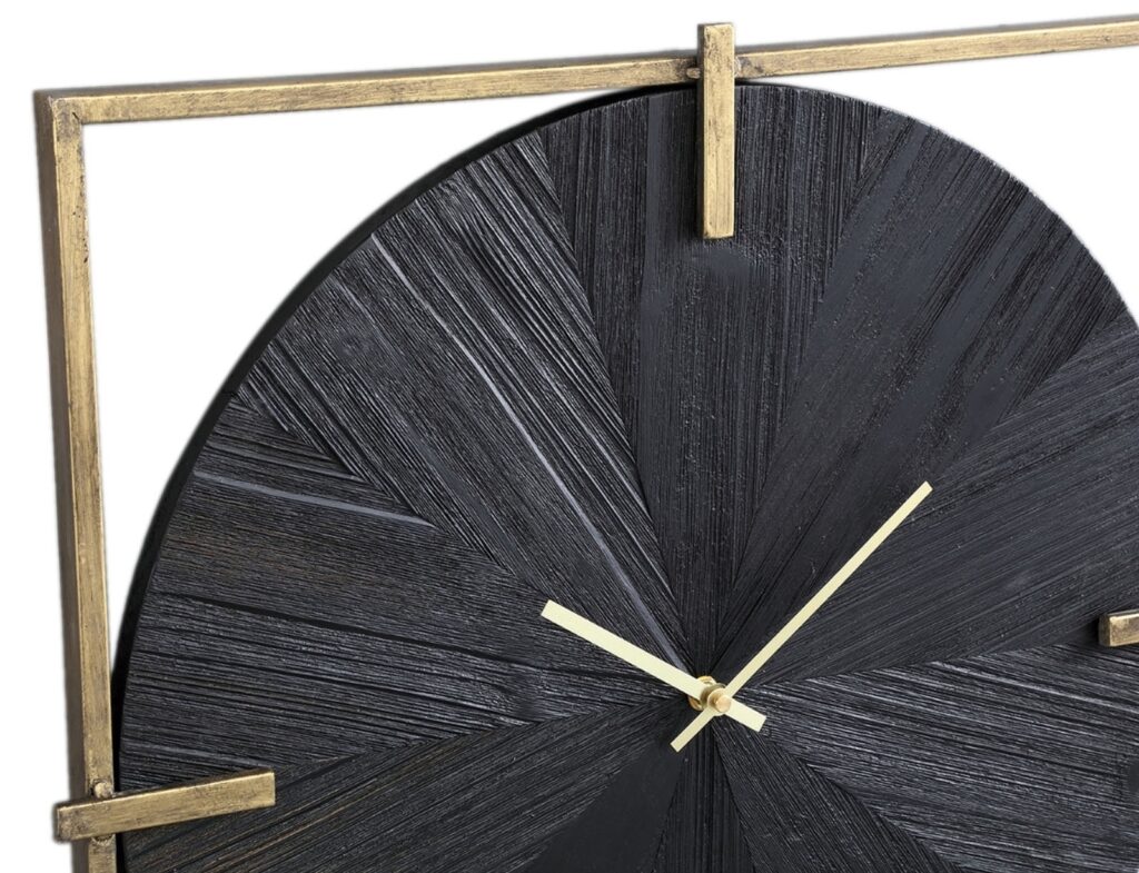 Ρολόγια Εσωτερικού Χώρου Ptmd Wall Clock Oxxo Gold-Coloured/Black 53 Cm