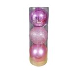 Σετ Χριστουγεννιάτικες μπάλες - 12cm - 3pcs - 326123 - Pink