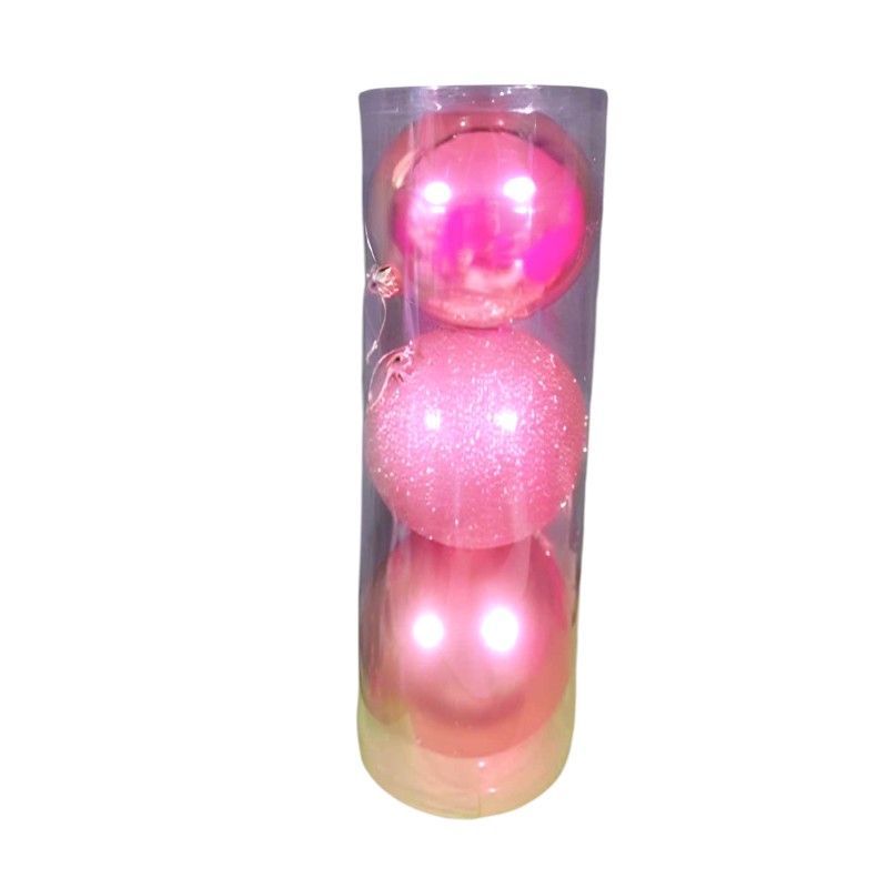 Σετ Χριστουγεννιάτικες μπάλες - 15cm - 3pcs - 326130 - Pink