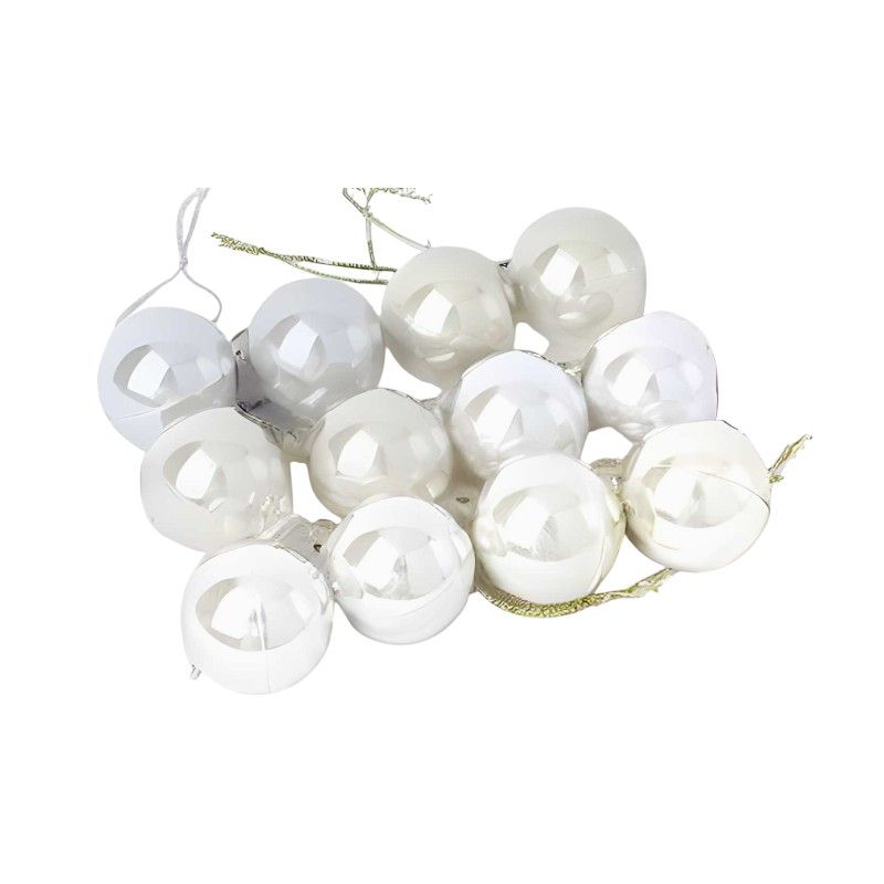 Σετ Χριστουγεννιάτικες μπάλες - 8cm - 12pcs - 326048 - White