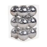 Σετ Χριστουγεννιάτικες μπάλες - 8cm - 12pcs - 326062 - Silver